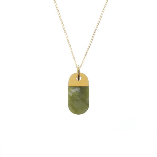 SPLIT OVAL NECKLACE JADE