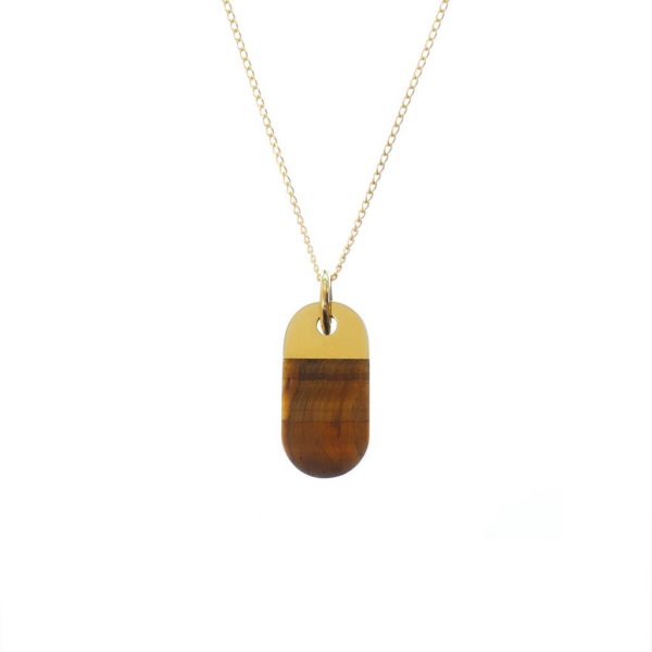 SPLIT OVAL NECKLACE TIGER EYE