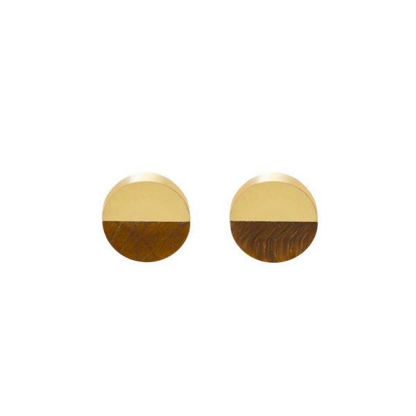 SPLIT ROUND EARRINGS TIGER EYE
