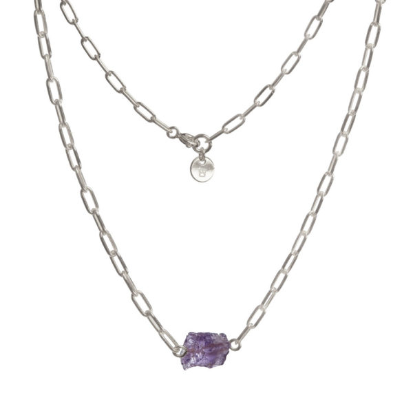 AMETHYST SILVER LINK CHAIN NECKLACE