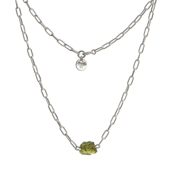 OLIVINE SILVER LINK CHAIN NECKLACE